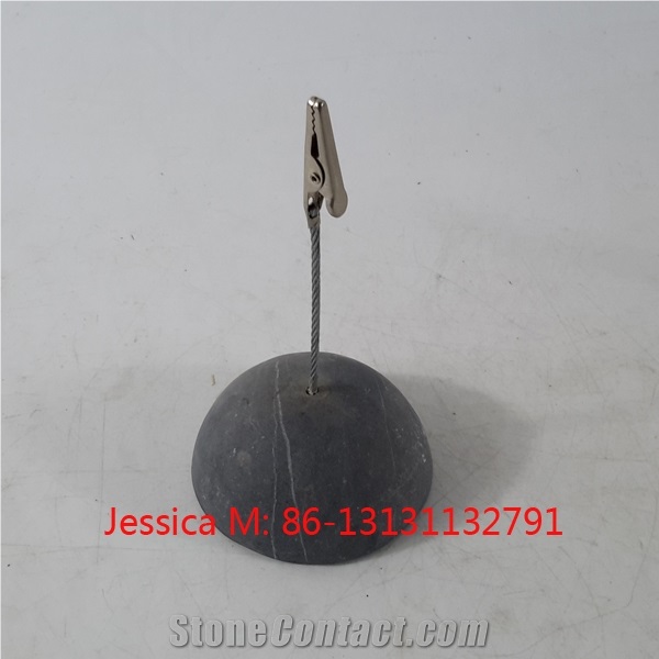 Semicircle Shape Stone Base Place Card Holder
