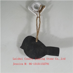 Slate Rope Hanging Bird, Black Slate Home Decor