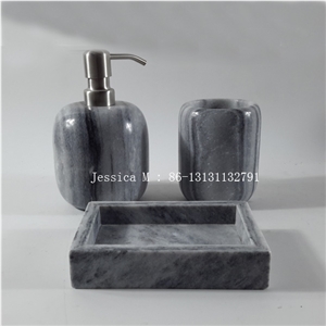 Stone Bath Collection, Grey Marble Tray, Marble Soap Dispenser, Marble Tumbler