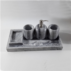 Stone Bath Collection, Grey Marble Tray, Marble Soap Dispenser, Marble Tumbler