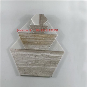 Two Tone Hexagonal Marble Cheese Board /White and Beige Marble Cutting Board Two Tone Hexagonal Marble Cheese Board /White and Beige Marble Cutting Board