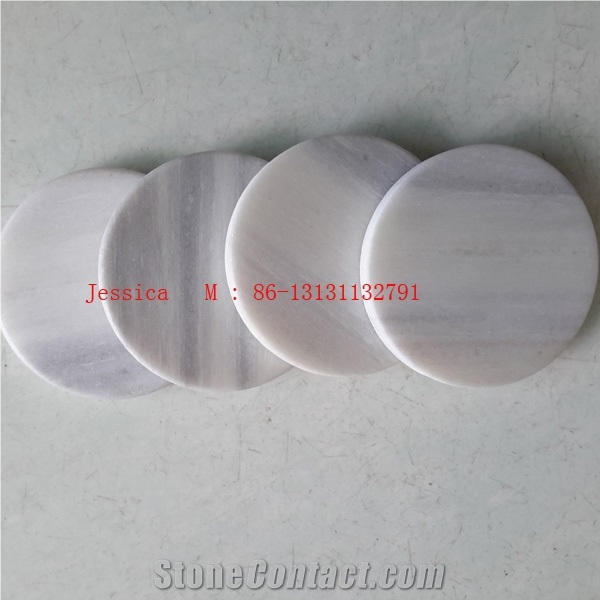 White and Grey Veins Marble Coaster Set Of 4
