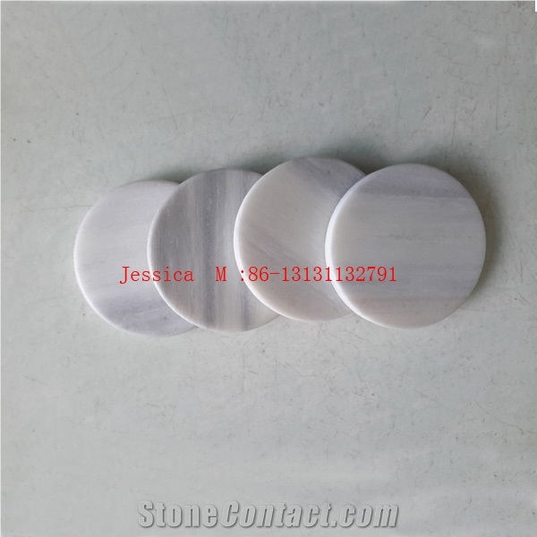 White and Grey Veins Marble Coaster Set Of 4
