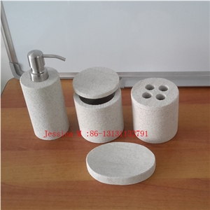 White Sandstone Soap Dispenser , White Sandstone Soap Dish , White Sandstone Tumbler , White Sandstone Toothbrush Holder