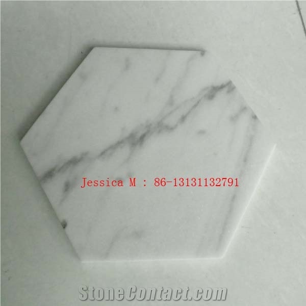White with Grey Veins Hexagonal Marble Pastry Board Trays /Hexagonal Marble Cutting Board /Marble Serving Board