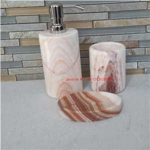 White with Pink Marble Bath Accessories