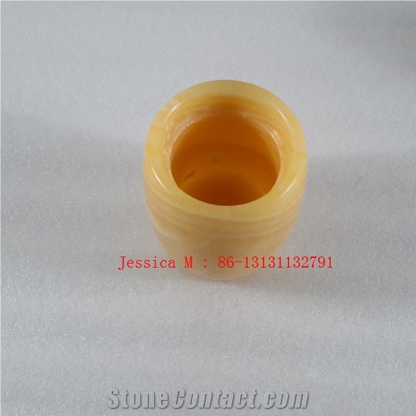 Yellow Jems Tumbler, Yellow Marble Bath Accessories