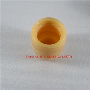 Yellow Jems Tumbler, Yellow Marble Bath Accessories