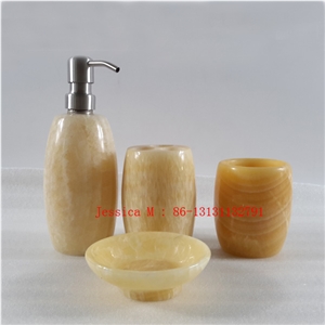 Yellow Marble Bathroom Set, Yellow Marble Bath Accessories