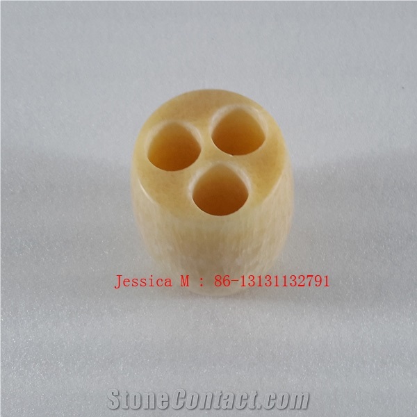 Yellow Marble Toothbrush Holder Bath Accessory