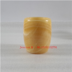 Yellow Marble Toothbrush Holder Bath Accessory