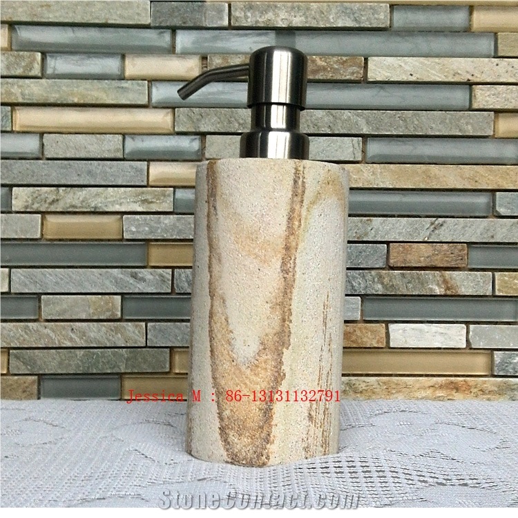 Yellow Sandstone Soap Dispenser