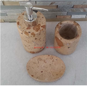 Yellow Sandstone with Pots Bathroom Accessory Set