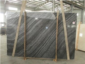 China Black Ancient Wood Vein Marble Polished Slabs