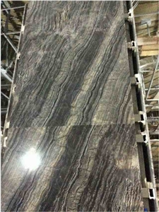 China Black Ancient Wood Vein Marble Polished Slabs
