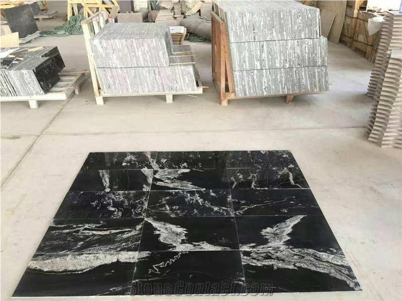 China Jet Mist Glacier Black  Polished Slabs And Tiles