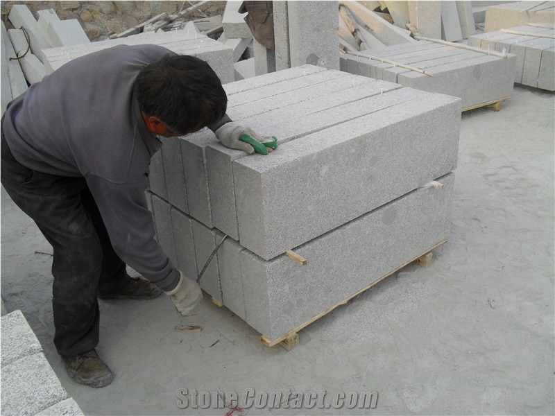 G341 Grey Sesame Shandong Grey Granite Flamed Boarder Kerbstone Curbstone Roadstone