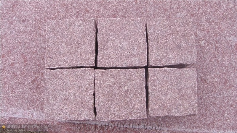 G666 Red Porphyry Shouning Red Flamed Split Natural Cleft Cubes Pavers