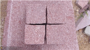 G666 Red Porphyry Shouning Red Flamed Split Natural Cleft Cubes Pavers