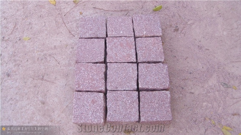 G666 Red Porphyry Shouning Red Flamed Split Natural Cleft Cubes Pavers