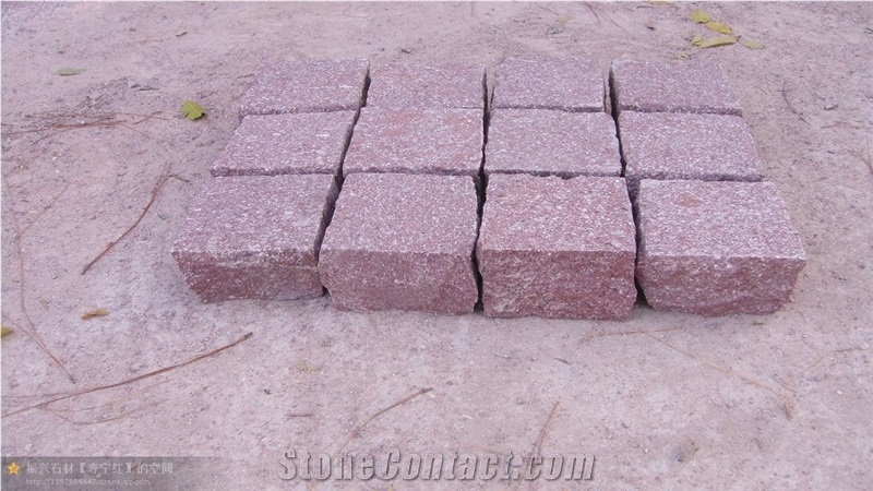 G666 Red Porphyry Shouning Red Flamed Split Natural Cleft Cubes Pavers