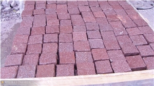 G666 Red Porphyry Shouning Red Flamed Split Natural Cleft Cubes Pavers
