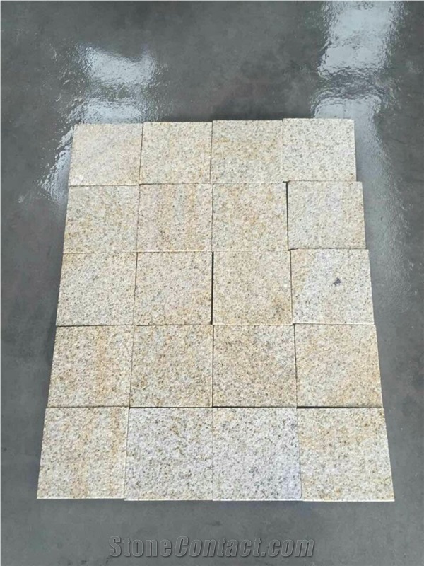G682 Shandong Yellow Rustic Granite Sunset Gold Padang Giallo Bushhammered Tiles & Slabs