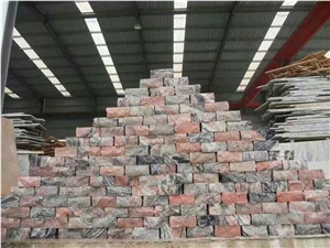 Multicolor Red Granite Cleft Natural Split Walling Tiles Wallstone