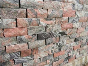 Multicolor Red Granite Cleft Natural Split Walling Tiles Wallstone