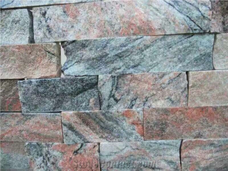 Multicolor Red Granite Cleft Natural Split Walling Tiles Wallstone