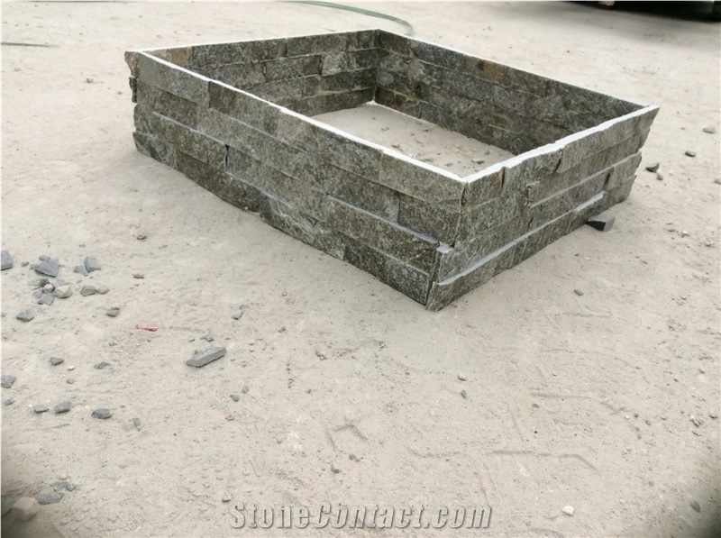 Quartzite Black Green Yellow White Rustic Wall Stone Veneer Cladding, Ledge Stone, Corner Stone