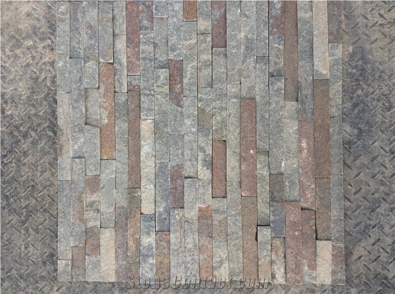 Quartzite Black Green Yellow White Rustic Wall Stone Veneer Cladding, Ledge Stone, Corner Stone