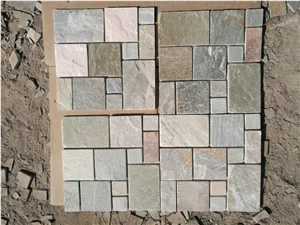 Quartzite Mosaic Split Face/Tumbled Wall Stone Mosaic Patio