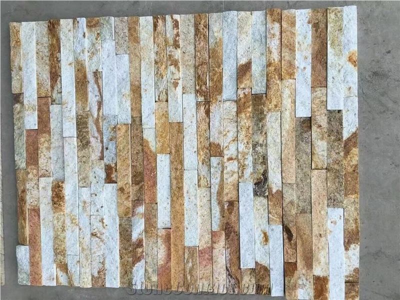 Quartzite Yellow Mixed White Marble Wall Stone Veneer, Ledge Stone, Corner Stone