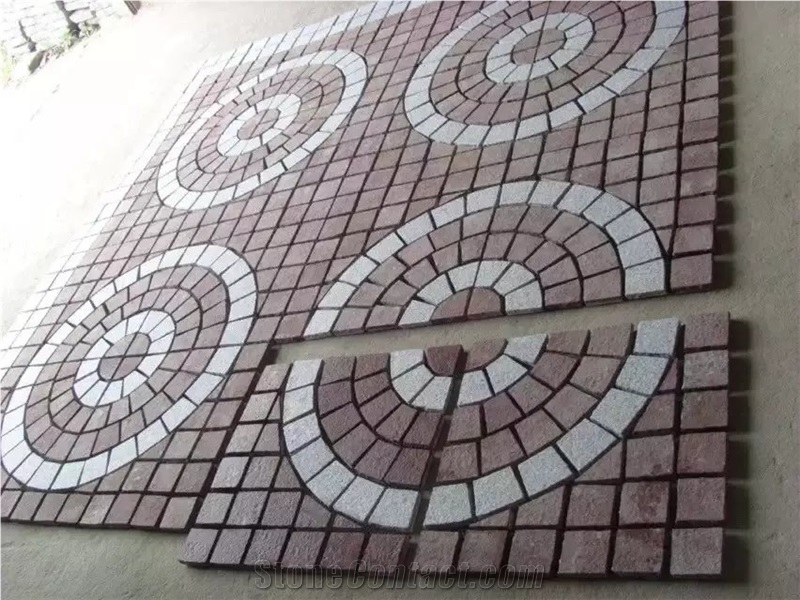 White and Red Quartzite Cube Stone & Pavers, Floor Covering, Courtyard Road Pavers, Driveway Paving Stone