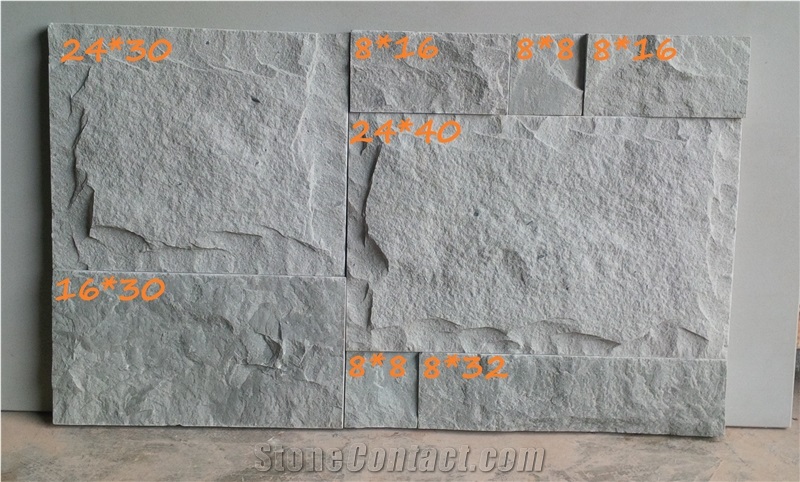 Sky Grey Sandstone Splitface Wall Tiles, Walling Tiles