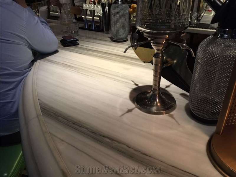 Calacatta Cremo, Bianco Lasa Striato White Marble Tabletops,Reception