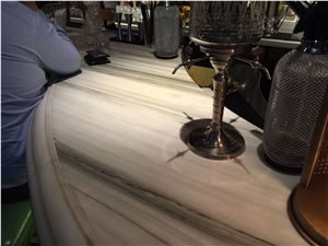 Calacatta Cremo, Bianco Lasa Striato White Marble Tabletops,Reception