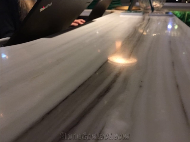 Calacatta Cremo, Bianco Lasa Striato White Marble Tabletops,Reception