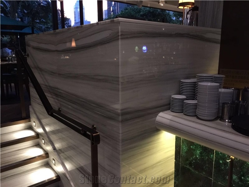 Calacatta Cremo, Bianco Lasa Striato White Marble Tabletops,Reception