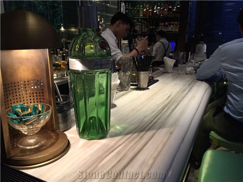 Calacatta Cremo, Bianco Lasa Striato White Marble Tabletops,Reception