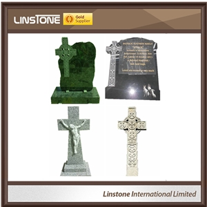 Cross Black Granite Headstone Double Grave Headstones