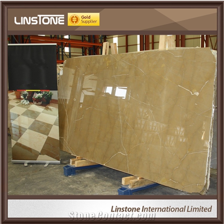 Ravello Beige Glazed Porcelain Tile Spanish Gold Marble Slab