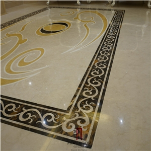 Italy Black Marble,Waterjet Marble Border,Artistic Marble Border Tiles Deisign for Sale