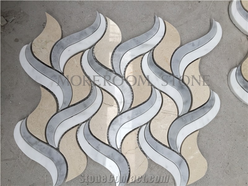 Marble Mosaic Modern Waterjet Tiles Medallion Wall Design