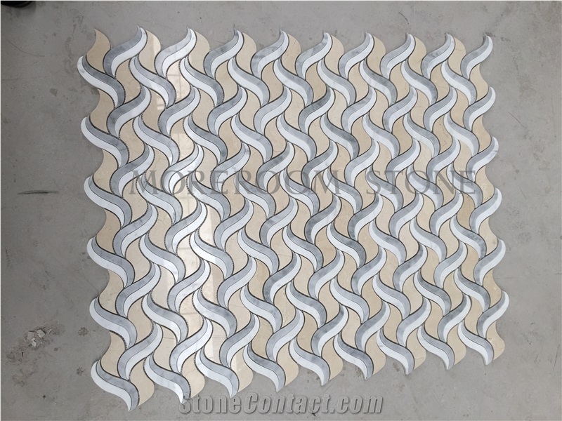 Marble Mosaic Modern Waterjet Tiles Medallion Wall Design