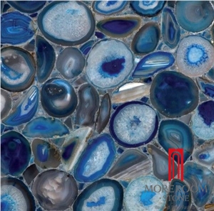 Natural Stone Slab Blue Agate Semiprecious Stone Kitchen Countertop Design for Sale
