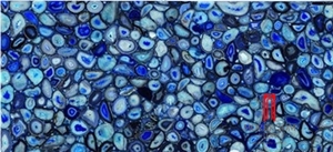 Natural Stone Slab Blue Agate Semiprecious Stone Kitchen Countertop Design for Sale