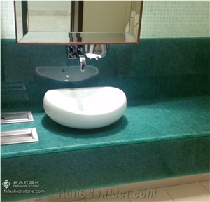Techno Glass/Decorative Mixed Green Onyx Laminated Glass Jade Glass Bathroom Countertops/Bathroom Vanity Tops