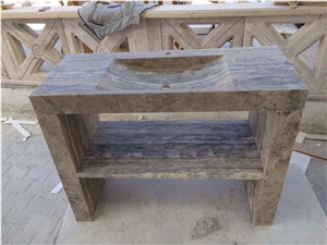 Brown Sinks Made by Natural Stone, Scabos Travertine Basins